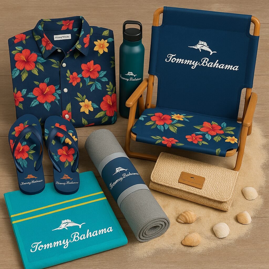 Tommy Bahama branded promotional products - beach chairs, apparel, towels